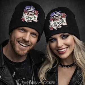Poison Band 2009 Beanie Skull Hat Cap Toboggan Knit OOP Unisex Rock Metal NEW
